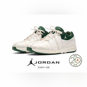 Air Jordan Team 2005 White Green Leather Sneakers Mens Size 11 310071-108